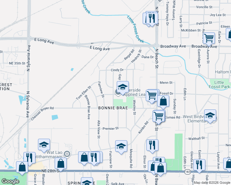 map of restaurants, bars, coffee shops, grocery stores, and more near 3317 Gay Street in Fort Worth