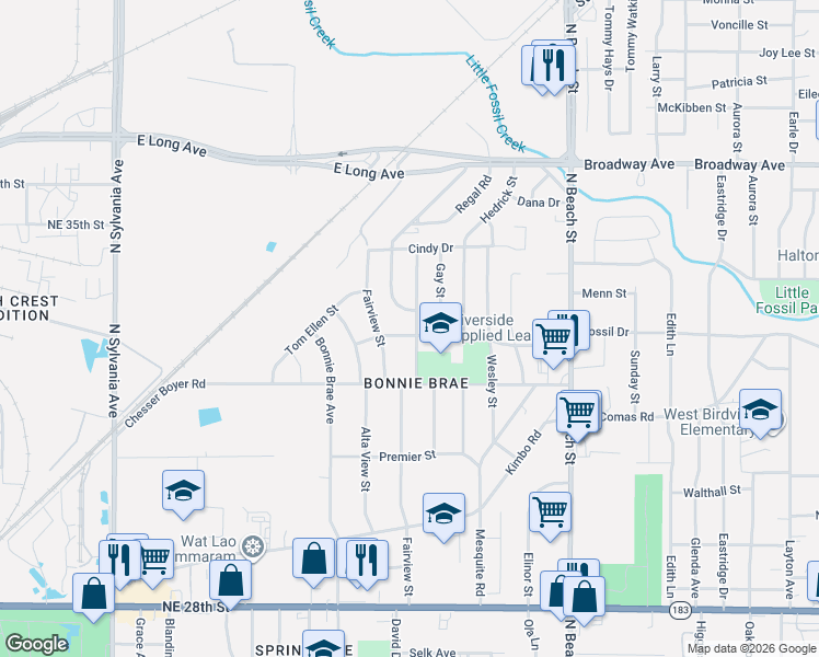 map of restaurants, bars, coffee shops, grocery stores, and more near 3313 Half Moon Drive in Fort Worth