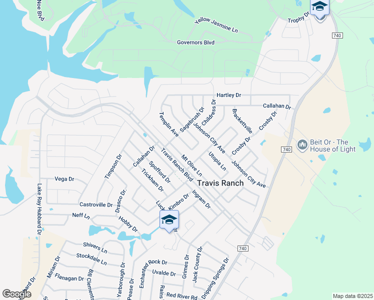 map of restaurants, bars, coffee shops, grocery stores, and more near 1213 Erika Lane in Forney