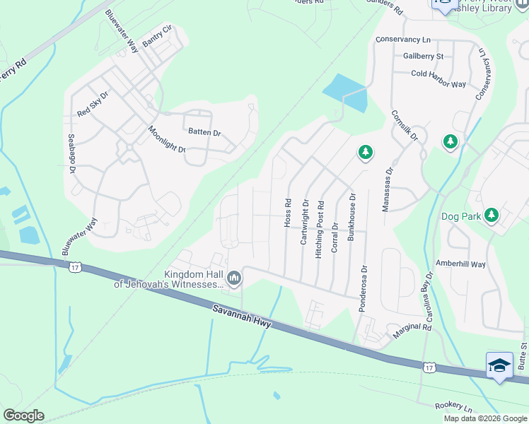 map of restaurants, bars, coffee shops, grocery stores, and more near 2684 Doubletree Court in Charleston