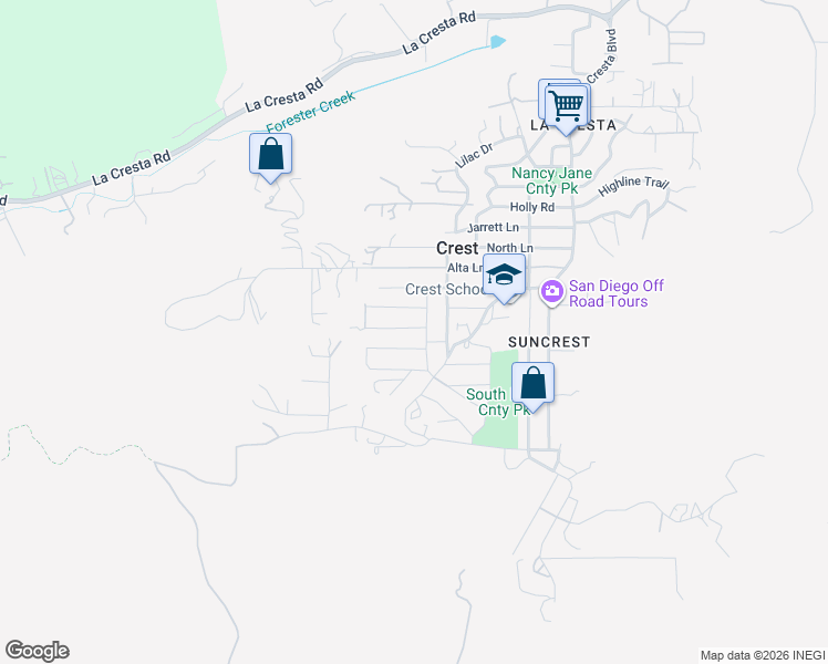 map of restaurants, bars, coffee shops, grocery stores, and more near 310 Lila Lane in El Cajon