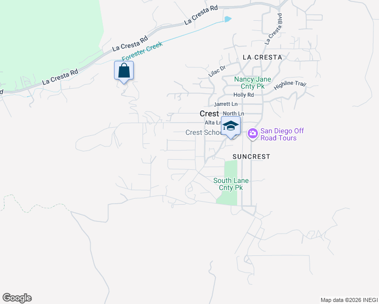 map of restaurants, bars, coffee shops, grocery stores, and more near 310 Lila Lane in El Cajon