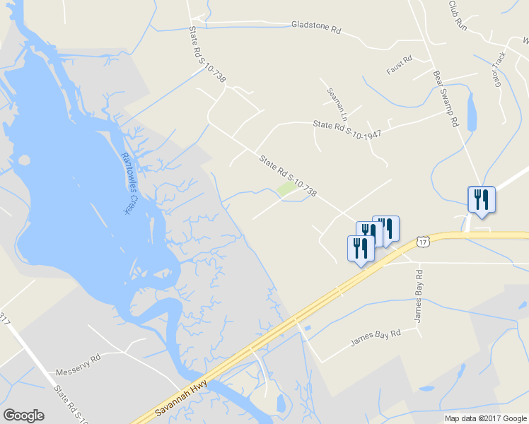 map of restaurants, bars, coffee shops, grocery stores, and more near 715 Hughes Road in Johns Island
