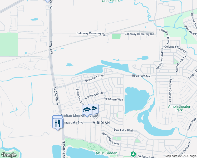 map of restaurants, bars, coffee shops, grocery stores, and more near 1011 Prairie Ridge Lane in Arlington