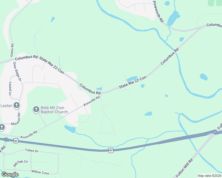 map of restaurants, bars, coffee shops, grocery stores, and more near 6597 Columbus Road in Lizella