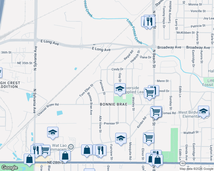 map of restaurants, bars, coffee shops, grocery stores, and more near 3313 Half Moon Dr in Fort Worth