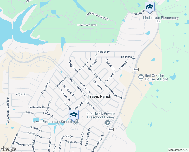 map of restaurants, bars, coffee shops, grocery stores, and more near 1101 Johnson City Avenue in Forney