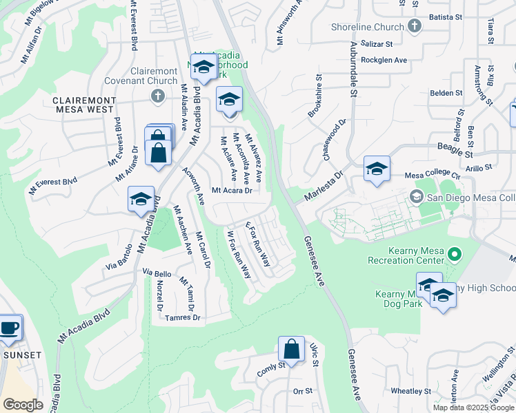 map of restaurants, bars, coffee shops, grocery stores, and more near 3755 Old Cobble Road in San Diego