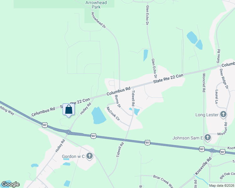 map of restaurants, bars, coffee shops, grocery stores, and more near 7498 Burns Drive in Lizella