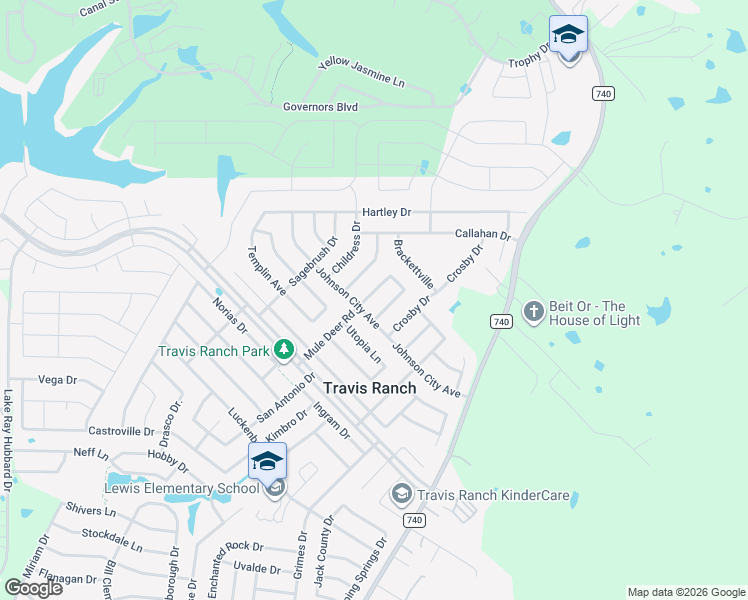 map of restaurants, bars, coffee shops, grocery stores, and more near 1005 Camp Verde Drive in Forney