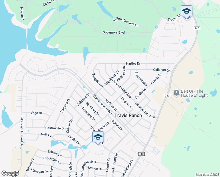 map of restaurants, bars, coffee shops, grocery stores, and more near 1213 Erika Lane in Forney