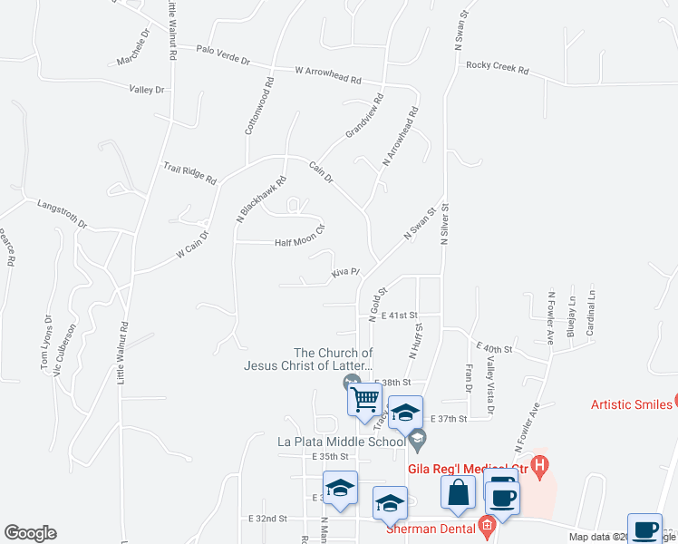 map of restaurants, bars, coffee shops, grocery stores, and more near 4210 Kiva Place in Silver City