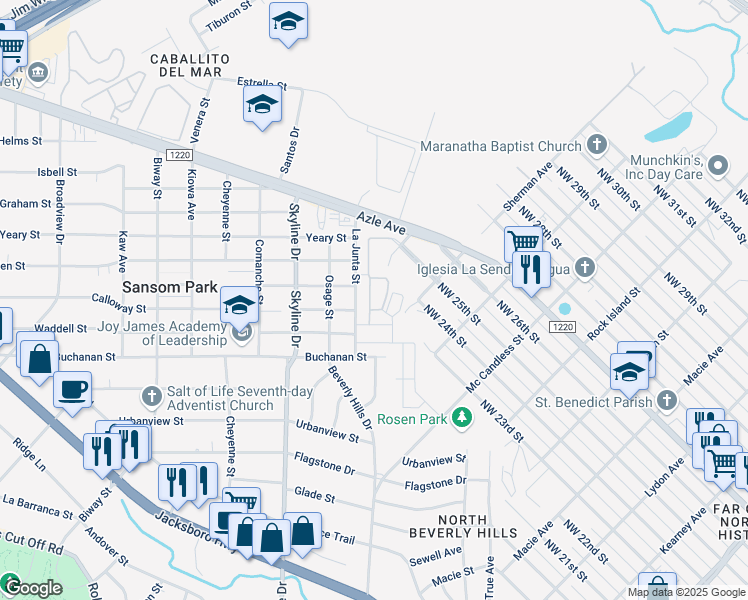 map of restaurants, bars, coffee shops, grocery stores, and more near 5009 Calloway Street in Fort Worth