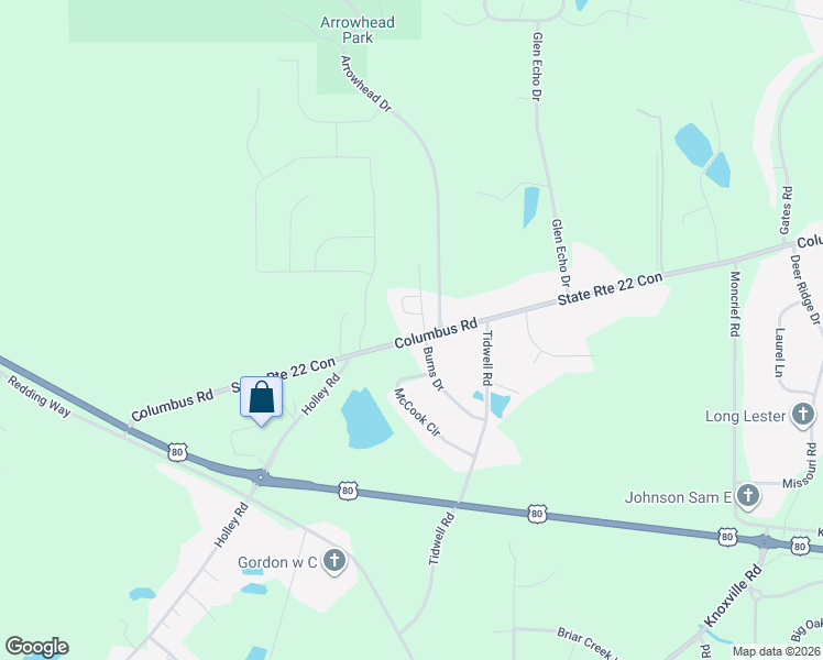map of restaurants, bars, coffee shops, grocery stores, and more near 7498 Burns Drive in Lizella