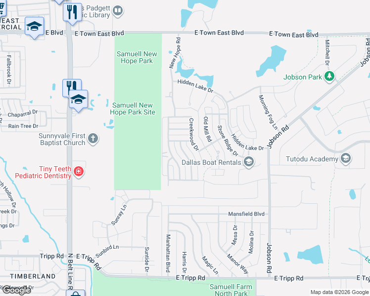 map of restaurants, bars, coffee shops, grocery stores, and more near 290 Brookwood Forest Drive in Sunnyvale