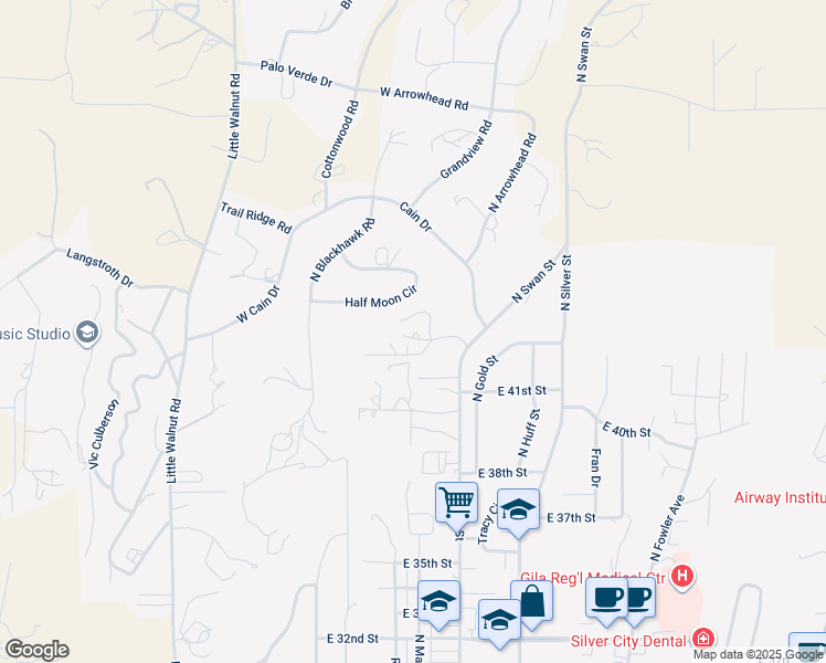map of restaurants, bars, coffee shops, grocery stores, and more near 4210 Kiva Place in Silver City