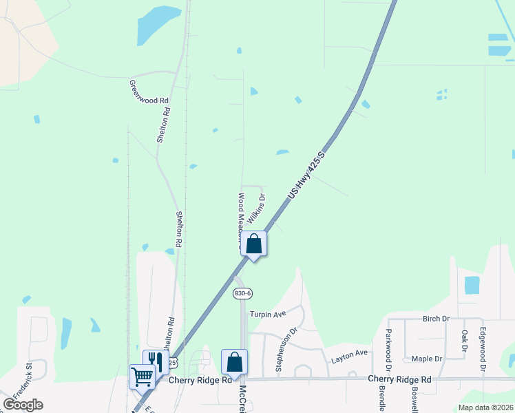 map of restaurants, bars, coffee shops, grocery stores, and more near 10850-10944 Wilkins Drive in Bastrop