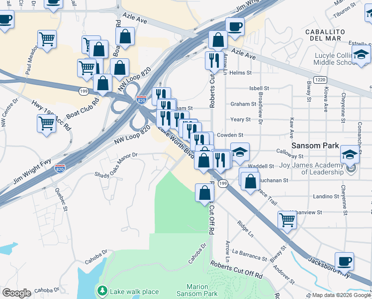 map of restaurants, bars, coffee shops, grocery stores, and more near in Lake Worth