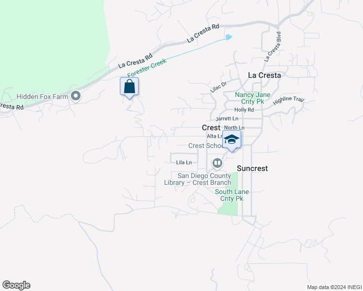 map of restaurants, bars, coffee shops, grocery stores, and more near 360 Lento Lane in El Cajon
