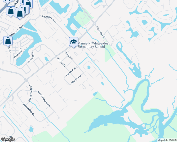 map of restaurants, bars, coffee shops, grocery stores, and more near 284 Indigo Bay Circle in Mount Pleasant