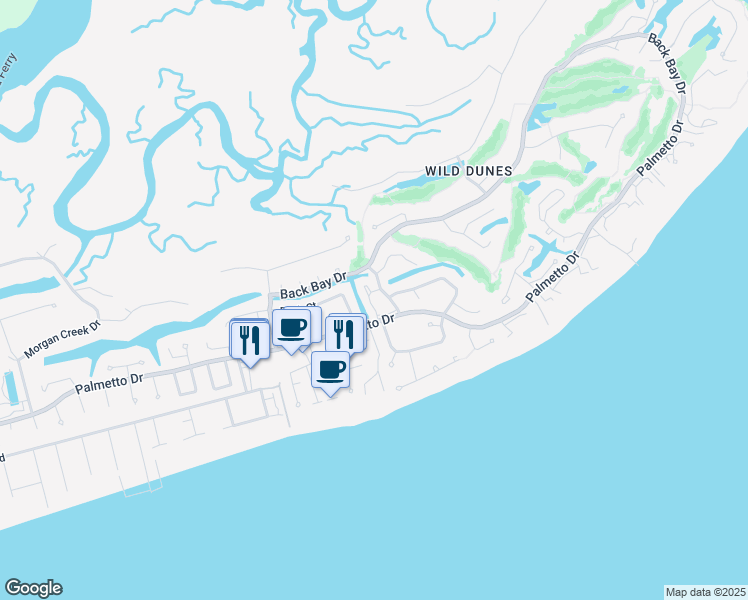 map of restaurants, bars, coffee shops, grocery stores, and more near 8 Lagoon Villas in Isle of Palms