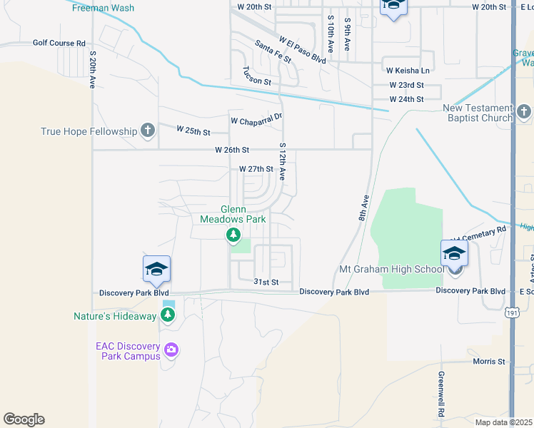 map of restaurants, bars, coffee shops, grocery stores, and more near 2908 South 12th Avenue in Safford