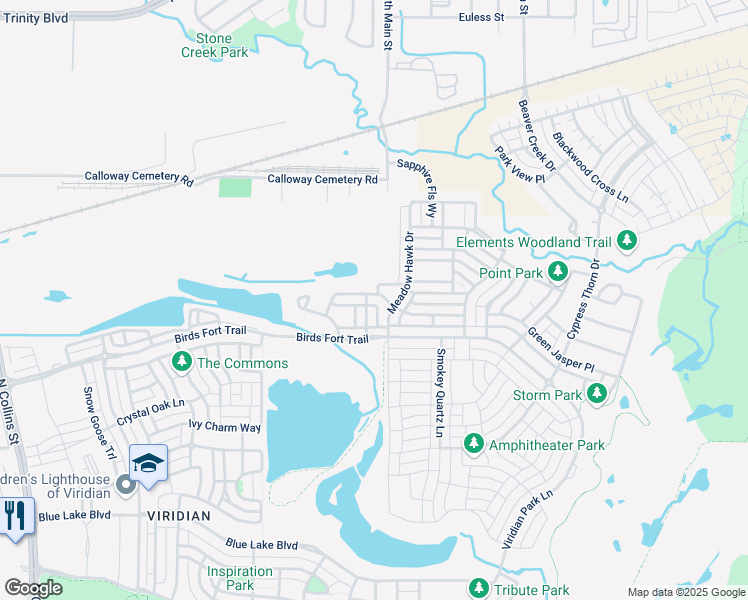 map of restaurants, bars, coffee shops, grocery stores, and more near 1302 White Squall Trail in Euless