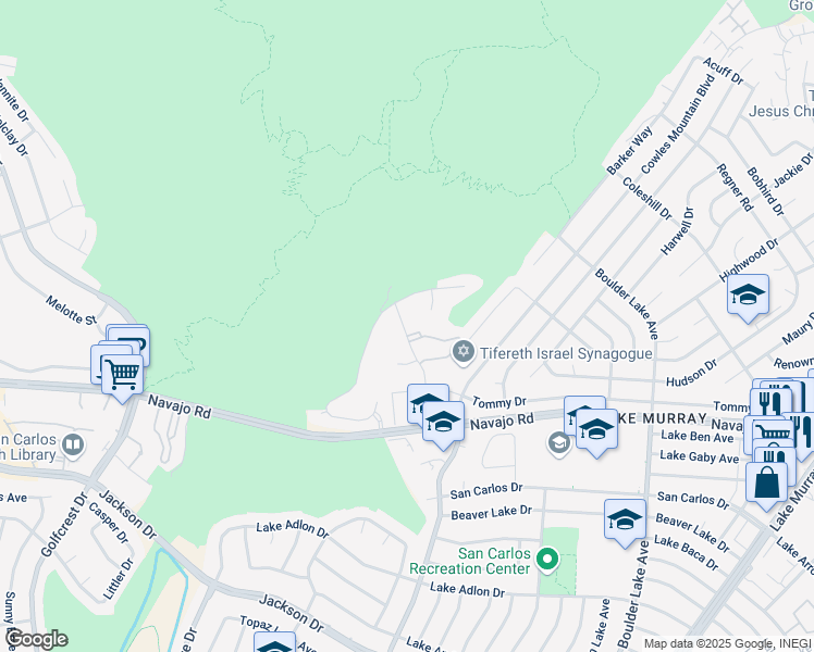 map of restaurants, bars, coffee shops, grocery stores, and more near 7717 Tommy Street in San Diego