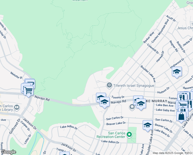 map of restaurants, bars, coffee shops, grocery stores, and more near 7717 Tommy Street in San Diego