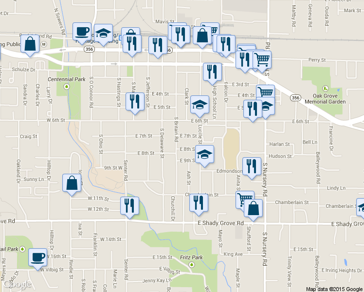 map of restaurants, bars, coffee shops, grocery stores, and more near 407 East 8th Street in Irving