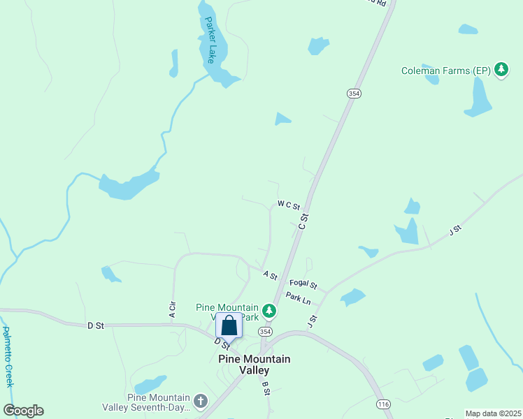 map of restaurants, bars, coffee shops, grocery stores, and more near 144 West C Street in Pine Mountain Valley