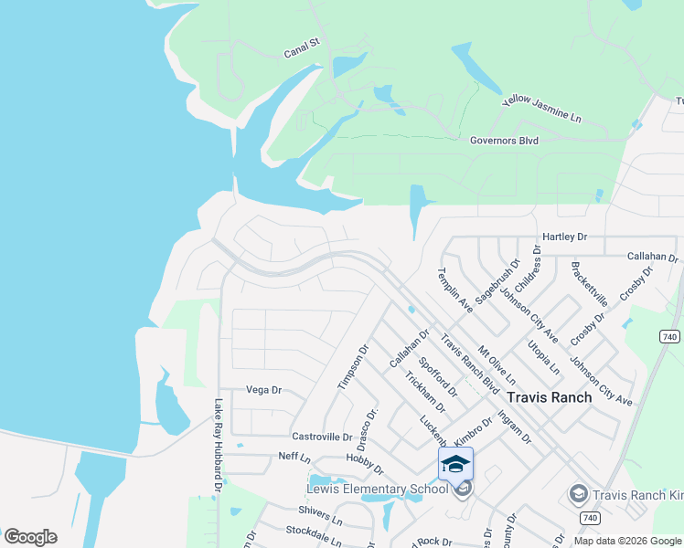 map of restaurants, bars, coffee shops, grocery stores, and more near Travis Ranch Boulevard in Forney