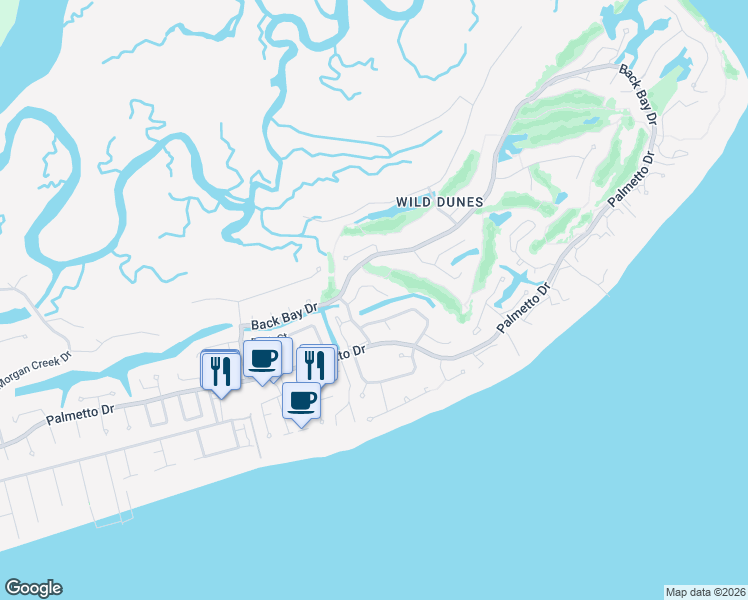 map of restaurants, bars, coffee shops, grocery stores, and more near 10 Sandwedge Lane in Isle of Palms