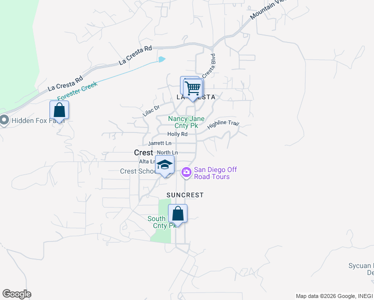 map of restaurants, bars, coffee shops, grocery stores, and more near 119 North Lane in El Cajon