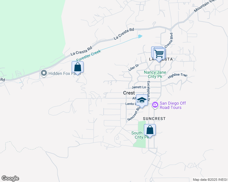 map of restaurants, bars, coffee shops, grocery stores, and more near 321 North Lane in El Cajon