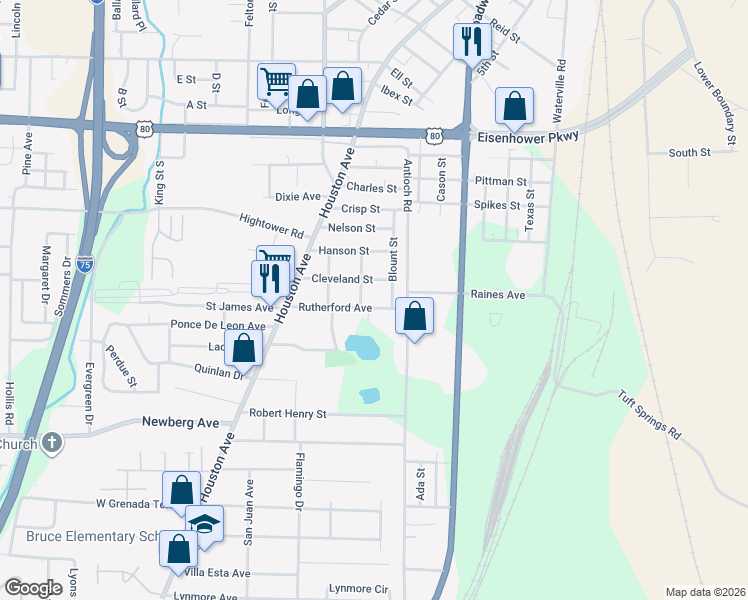 map of restaurants, bars, coffee shops, grocery stores, and more near 2990 Simmons Street in Macon