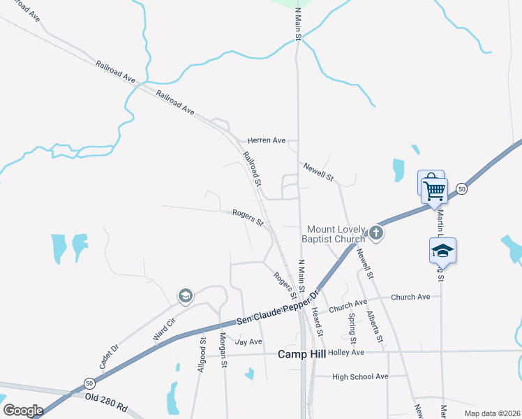 map of restaurants, bars, coffee shops, grocery stores, and more near Sherman Drive in Camp Hill
