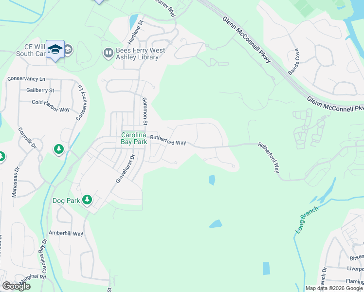 map of restaurants, bars, coffee shops, grocery stores, and more near 2869 Rutherford Way in Charleston