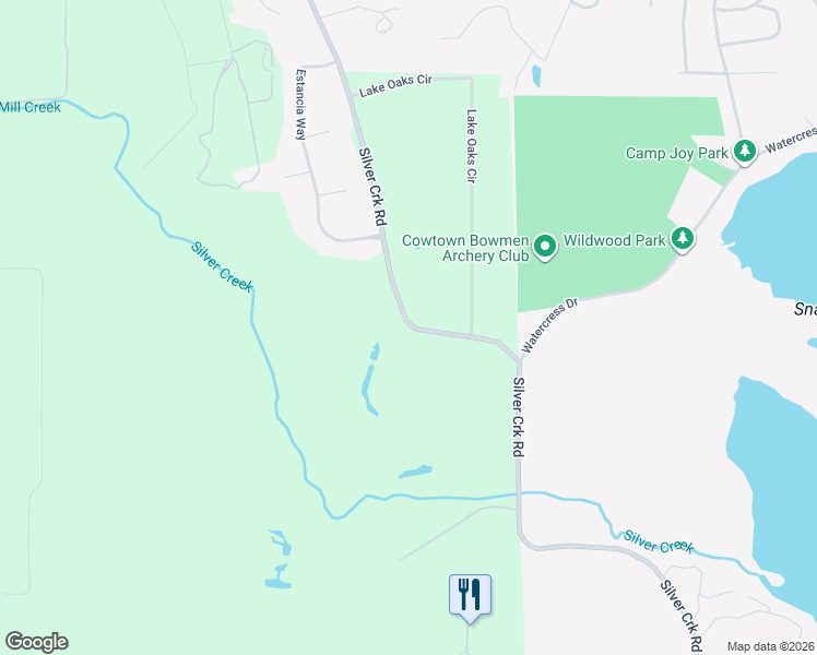 map of restaurants, bars, coffee shops, grocery stores, and more near 3925 Silver Creek Road in Fort Worth