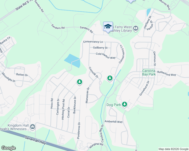 map of restaurants, bars, coffee shops, grocery stores, and more near 1777 Cornsilk Drive in Charleston