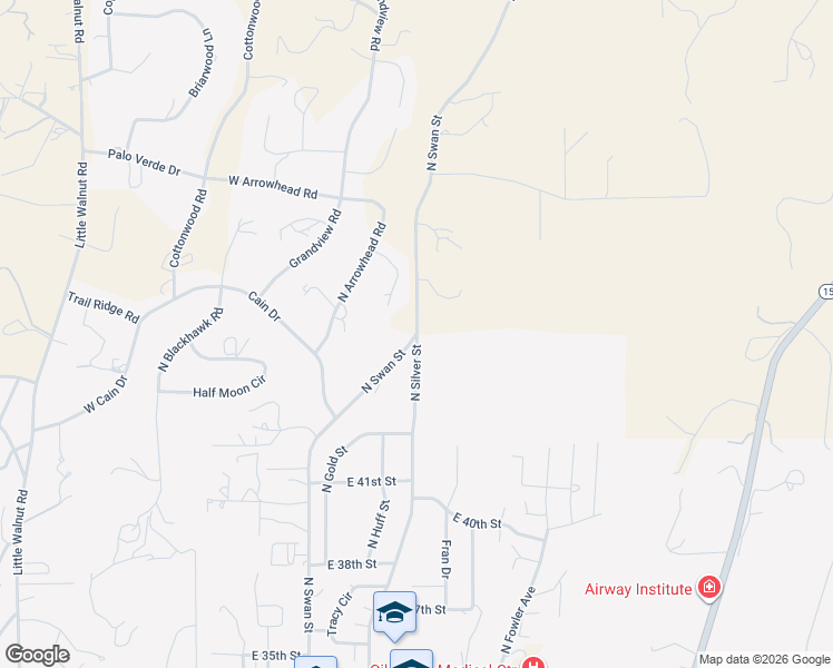map of restaurants, bars, coffee shops, grocery stores, and more near 4223 North Swan Street in Silver City