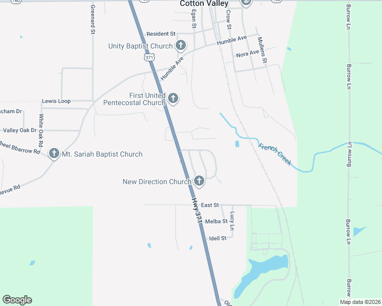 map of restaurants, bars, coffee shops, grocery stores, and more near 21257 U.S. 371 in Cotton Valley