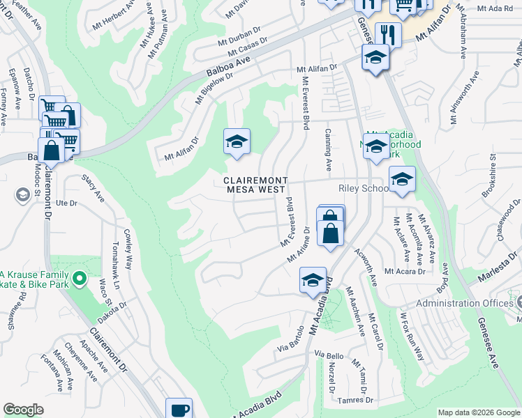 map of restaurants, bars, coffee shops, grocery stores, and more near in San Diego