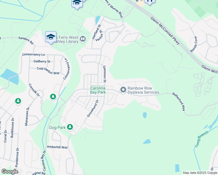 map of restaurants, bars, coffee shops, grocery stores, and more near 1906 Gammon Street in Charleston