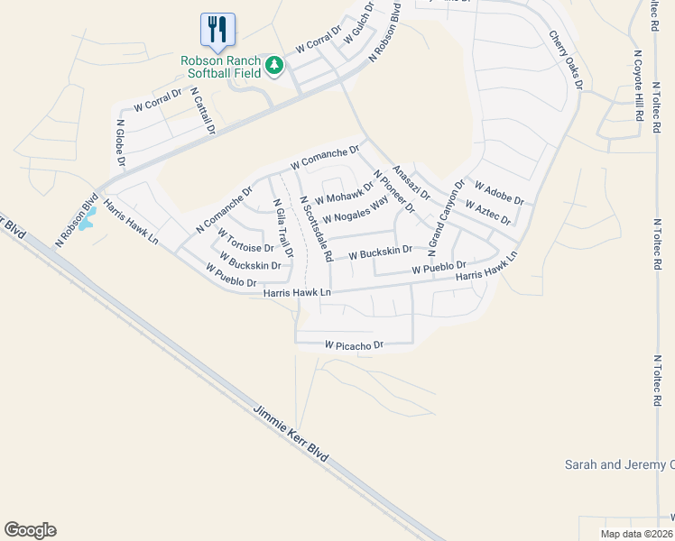 map of restaurants, bars, coffee shops, grocery stores, and more near 5173 North Scottsdale Road in Eloy