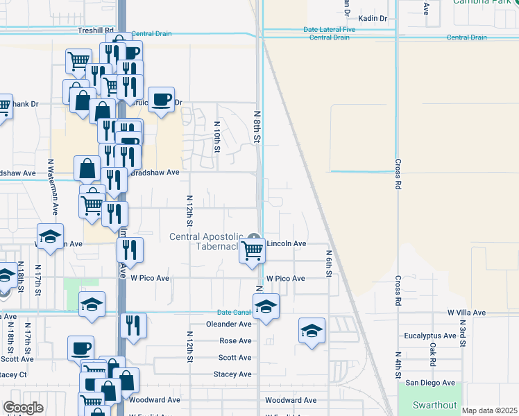 map of restaurants, bars, coffee shops, grocery stores, and more near North 8th Street & West El Dorado Avenue in El Centro