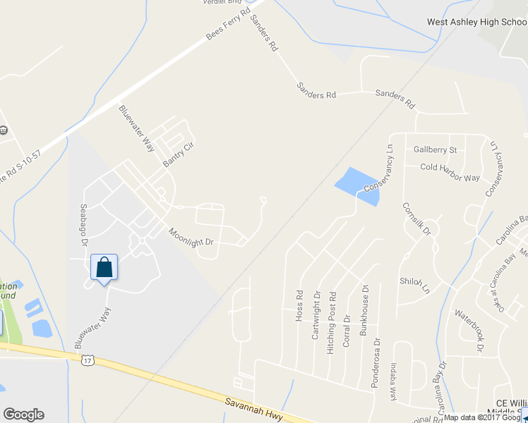 map of restaurants, bars, coffee shops, grocery stores, and more near 3227 Moonlight Drive in Charleston