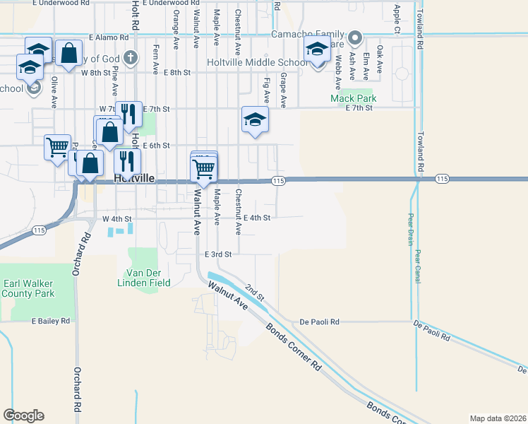 map of restaurants, bars, coffee shops, grocery stores, and more near 411 Grape Avenue in Holtville