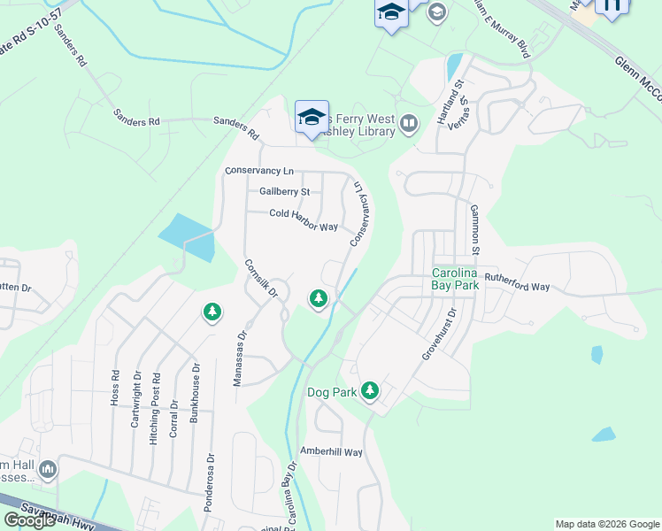 map of restaurants, bars, coffee shops, grocery stores, and more near 1830 Heldsberg Drive in Charleston