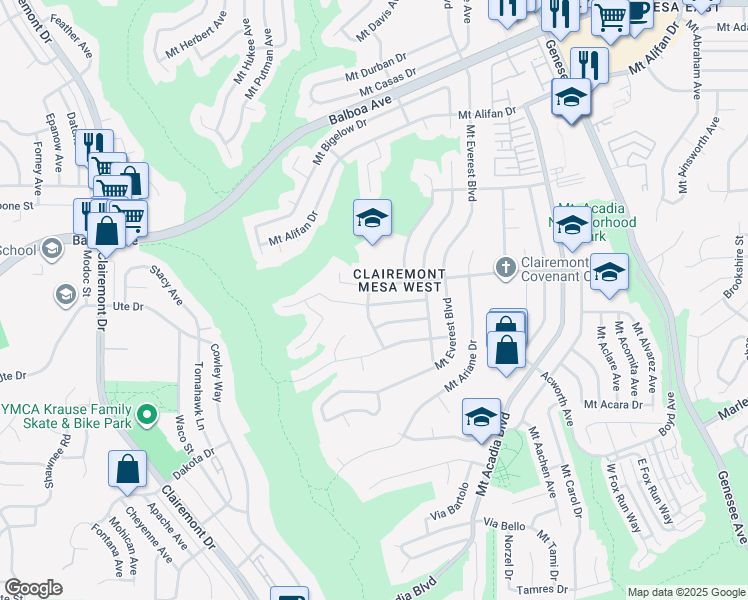 map of restaurants, bars, coffee shops, grocery stores, and more near in San Diego